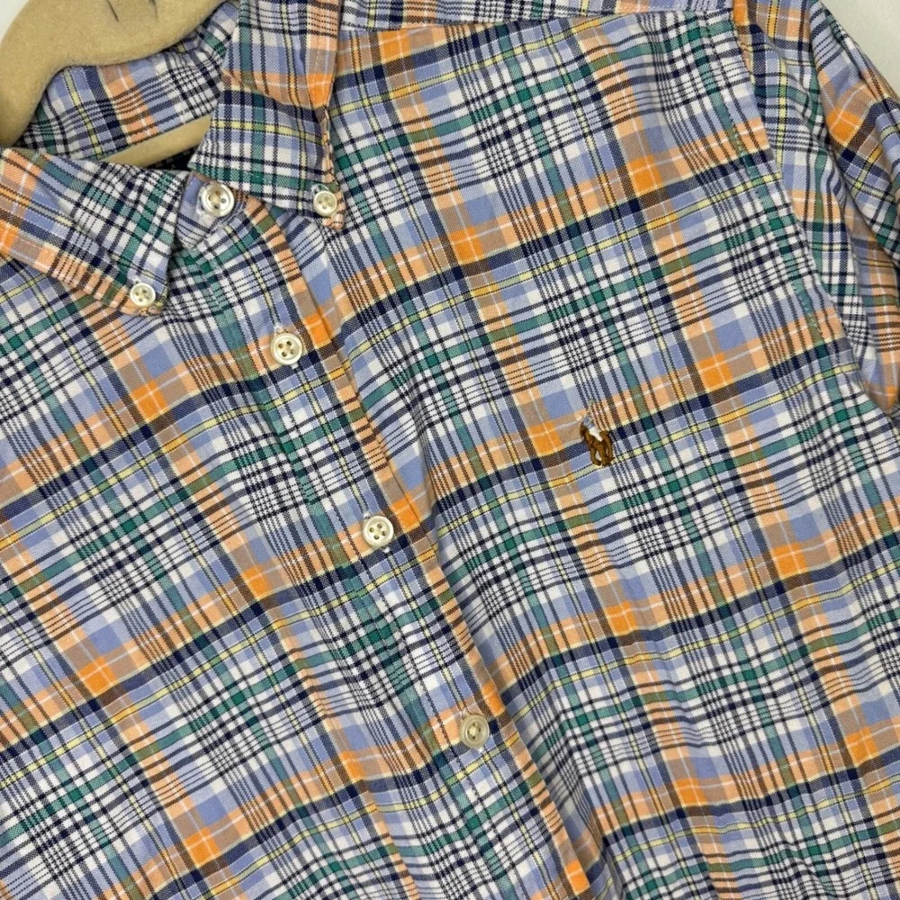 Ralph Lauren Boys Plaid Button Down‎ Shirt Long Sleeve Cotton Blend Size 14